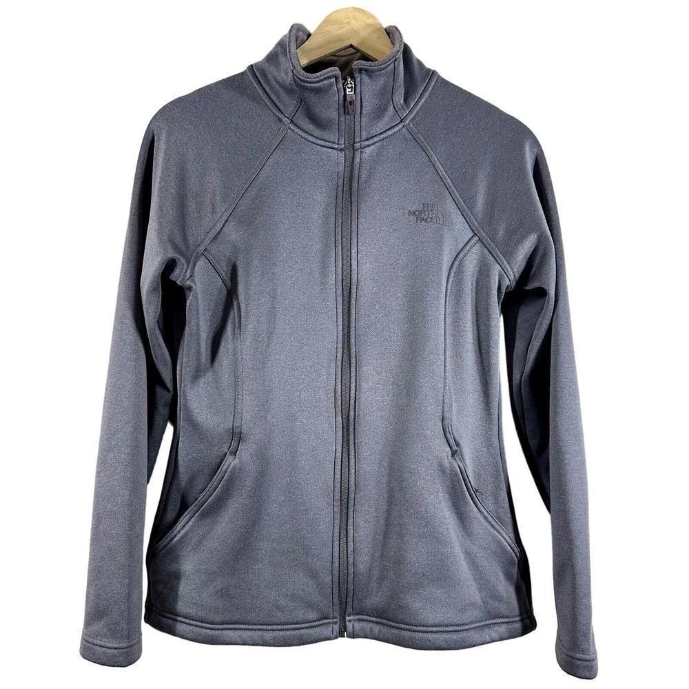The North Face Womens Small Gray Full Zip Fleece Jacket Mock Neck Activewear
